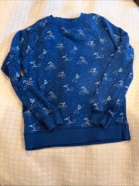 Hanna Andersson Navy Ski Print Sweatshirt Sz 12
